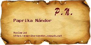 Paprika Nándor névjegykártya